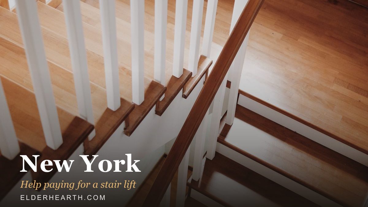 A home staircase in New York, the kind a stair lift is fitted to