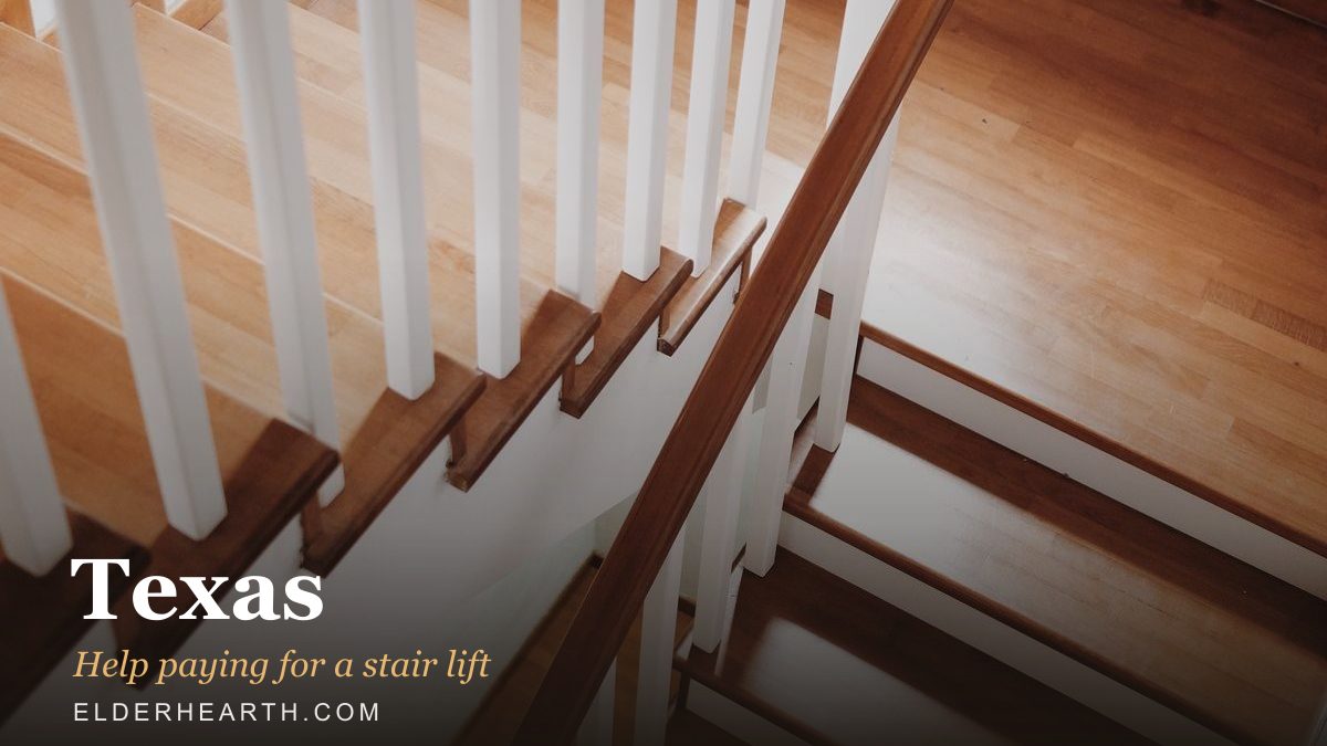 A home staircase in Texas, the kind a stair lift is fitted to